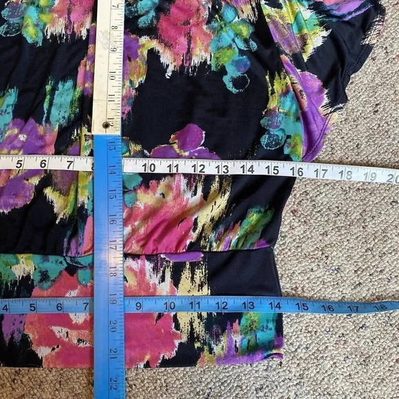 Heart Soul Artsy Abstract Floral Beach Summer Vacation Casual Top Blouse Women S - Picture 2 of 7